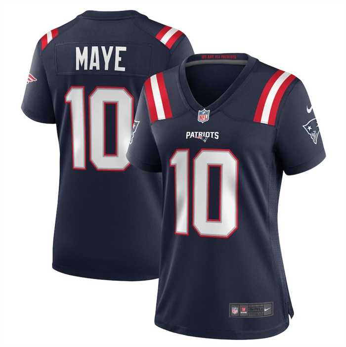 Women%27s New England Patriots #10 Drake Maye 2024 Draft Navy Football Stitched Jersey Dzhi
